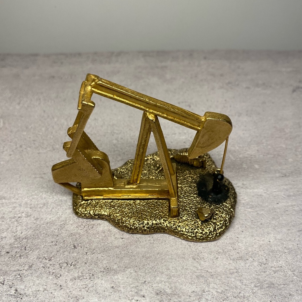 Vintage 1970s John DeMott Brutalist Metal Oil Pump Jack Sculpture Signed Rare